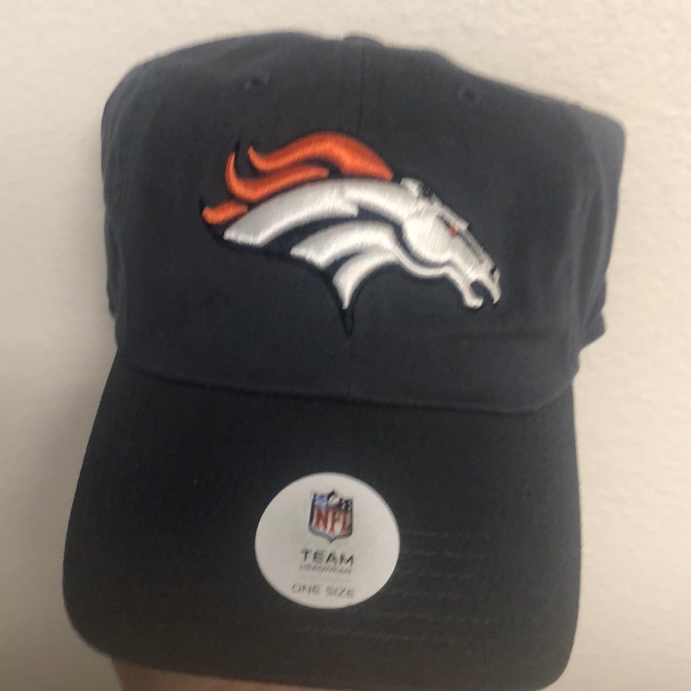 Brand new Denver Broncos blue Velcro strap back